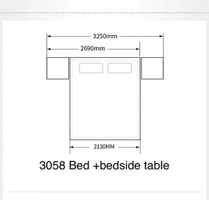 3058 Luxury Royal Black Frame White Nappa Leather Upholstered Gold lining Bedroom Set - Super Outlets