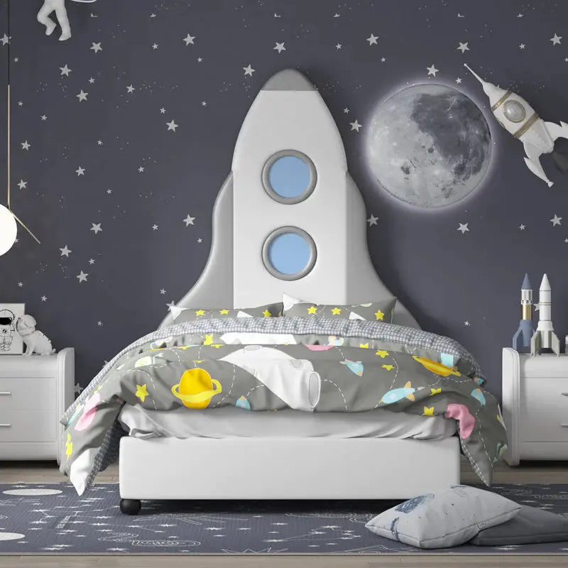 Upgrade-Your-Child-s-Bedroom-with-the-B37-Grey-White-Rocket-Headboard-Kids-Bedroom-Set Super Outlets