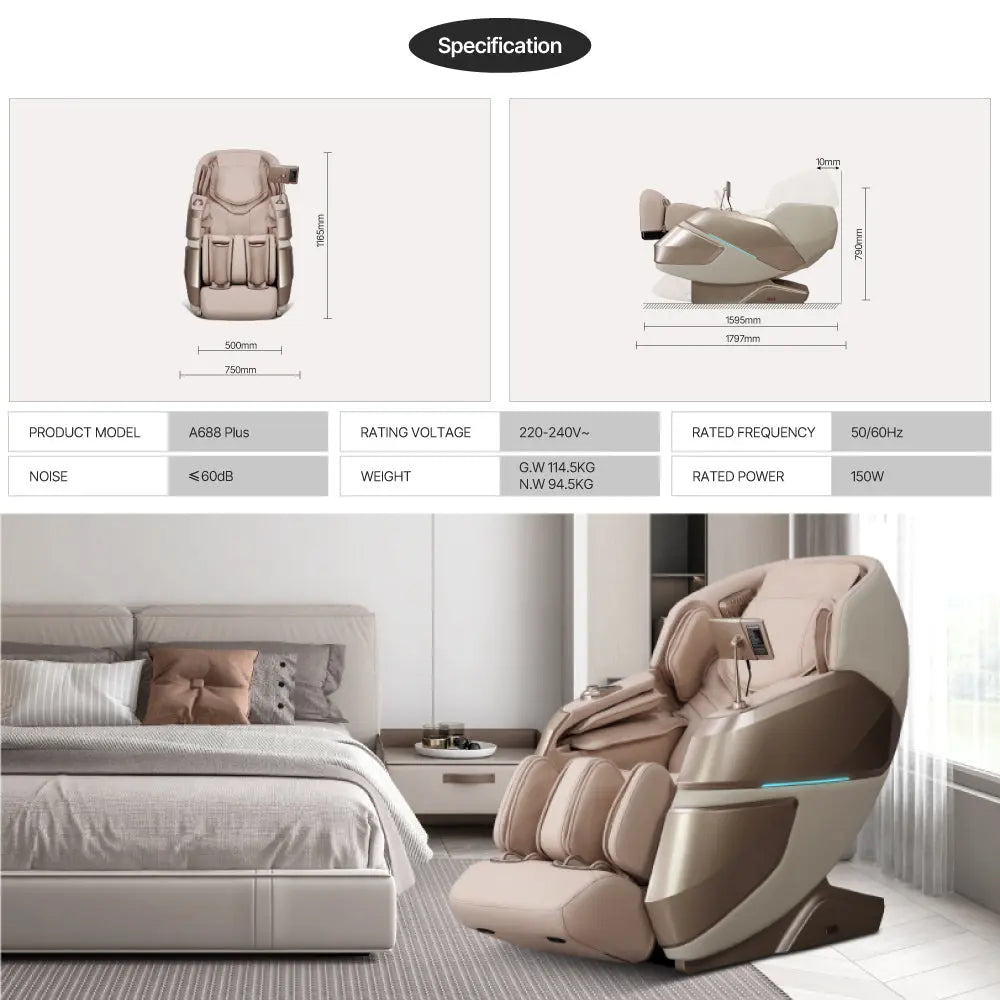 iRest A688 Plus (Apricot) – 7D Dual Core Massage Chair with AI Health Detection Irest