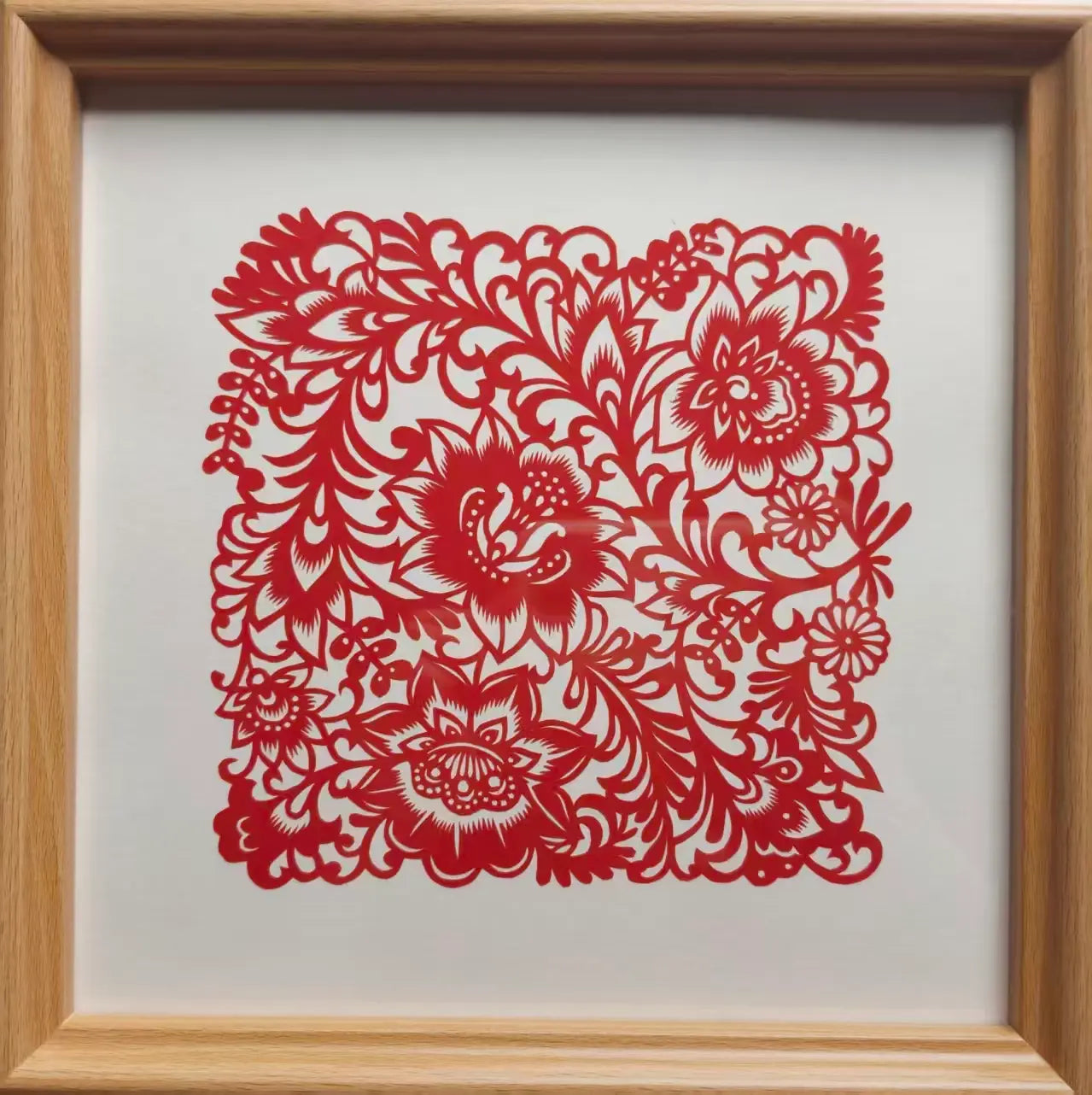 Blooming Prosperity Paper Cutting Art | Handmade Chinese Floral Wall Decor - Super Outlets