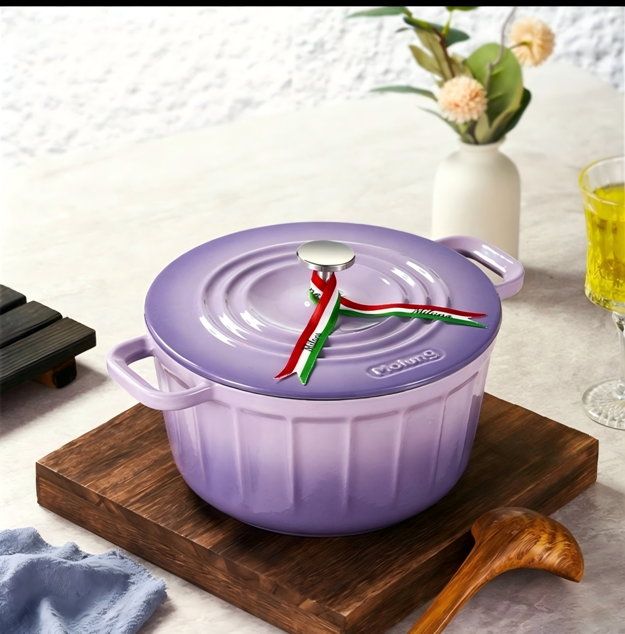 22cm 3.1L Enameled Cast Iron Dutch Oven – Lavender Purple Super Outlets