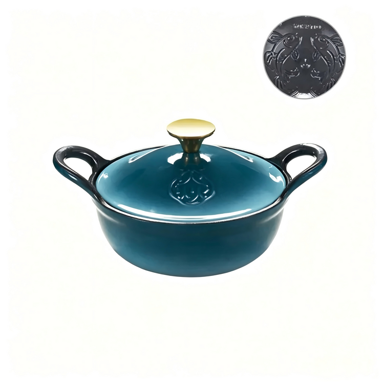 18cm Chinese Koi Carp Enameled Cast Iron Small Wok – 1.3L Super Outlets
