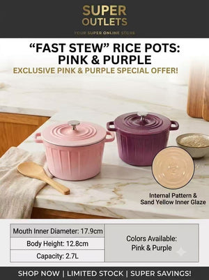 2.7L Enameled Cast Iron “Fast Stew” Rice Pot Super Outlets