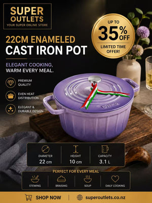 22cm 3.1L Enameled Cast Iron Dutch Oven – Lavender Purple Super Outlets