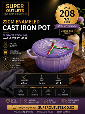 22cm 3.1L Enameled Cast Iron Dutch Oven – Lavender Purple Super Outlets