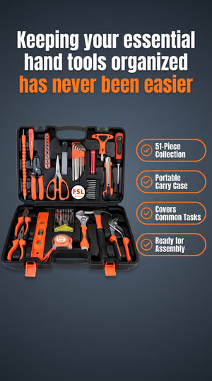 51-Piece Household Tool Set with Carry Case FSL
