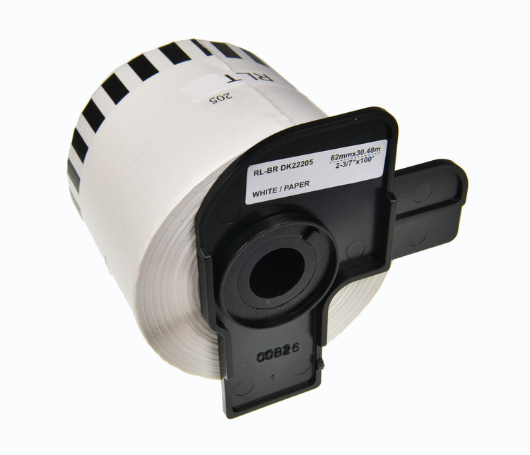 Compatible Brother DK-22205 Continuous Label Roll - 62mm x 30.48m - Black on White - AS-BDK22205