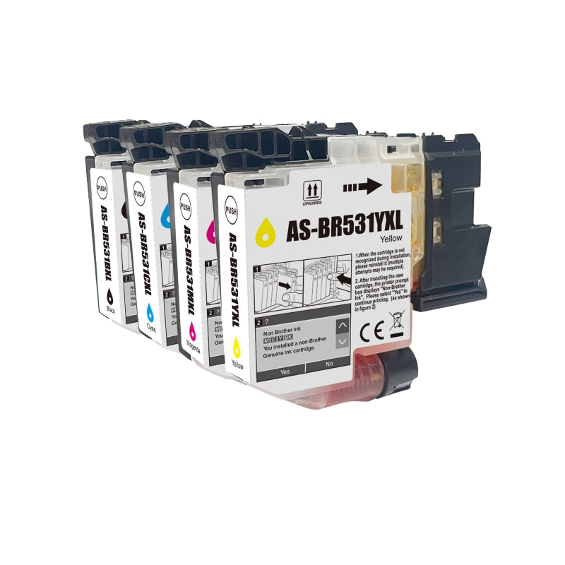 Compatible Brother LC531XL Ink Cartridge Value Pack - Black Cyan Magenta Yellow - AS-BR531XLVP