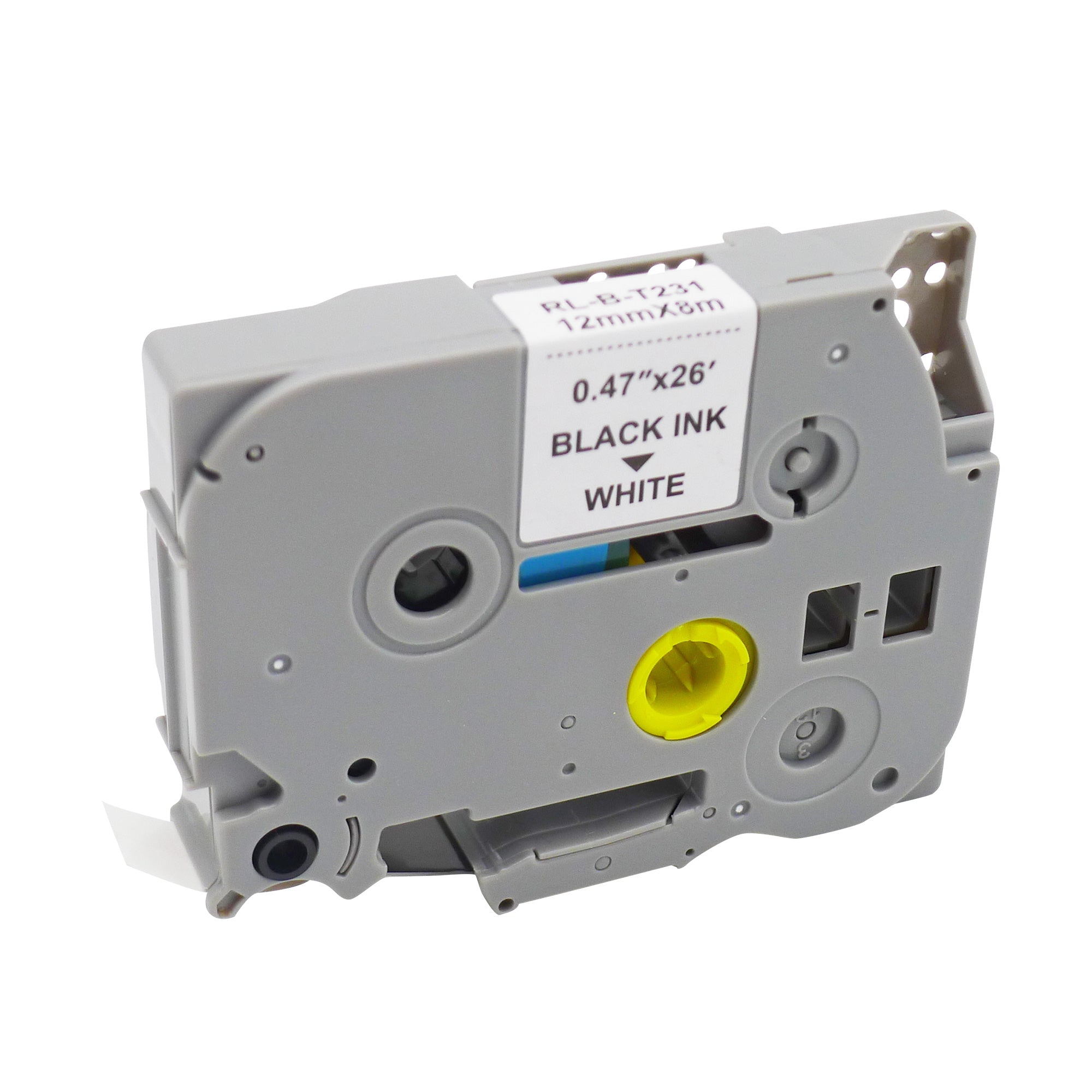 Compatible Brother TZE231 Label Tape - Black on White - 12mm x 8m - AS-BTZE231