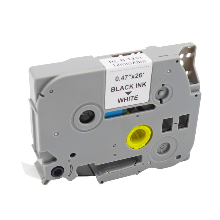 Compatible Brother TZE231 Label Tape - Black on White - 12mm x 8m - AS-BTZE231