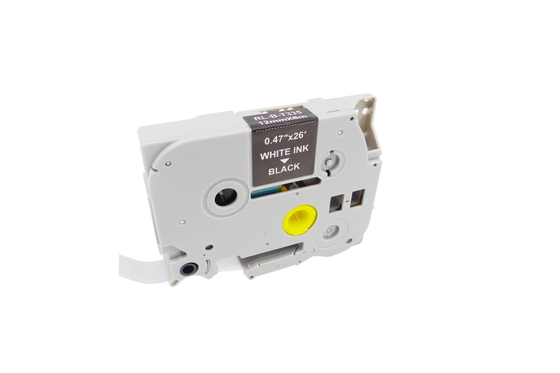 Compatible Brother TZE335 Label Tape - White on Black - 12mm x 8m - AS-BTZE335