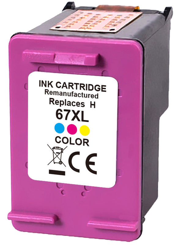 Remanufactured HP 67XL Colour Ink Cartridge - Chip Reads Ink Level - AS-H67CXL