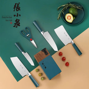 Master Z Premium Green 6 Pieces Kitchen Knife Block Set MasterZ 张小泉