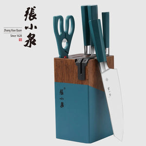 Master Z Premium Green 6 Pieces Kitchen Knife Block Set MasterZ 张小泉