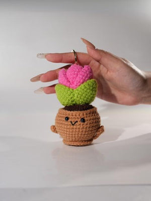 Handmade Pink Succulent Crochet Toy | Cute DIY Crochet Plant Decor - Super Outlets