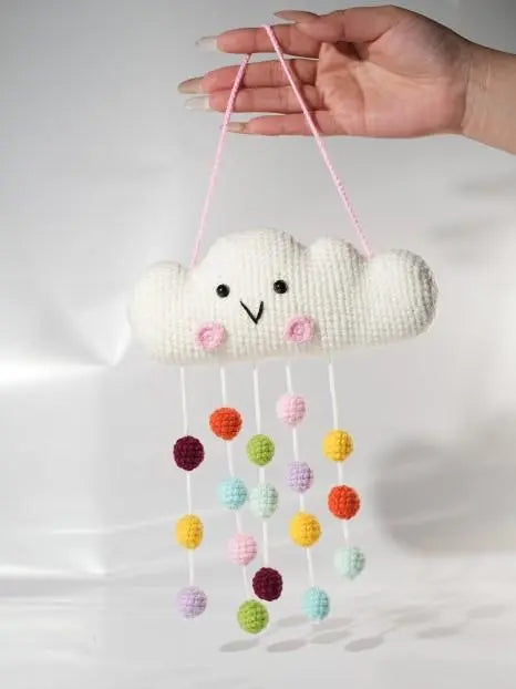 Handmade Cloud Crochet Toy | Cute Rainbow Hanging Plush Charm - Super Outlets