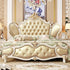3098 French Prince Champagne Nappa Leather with White Cream Frame Bedroom Set