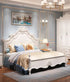 A9 European style Luxurious Cream White Tufted Rococo 7 Pieces Bedroom Set Heyday furniture