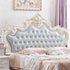 X03 European style Luxurious Grey leather and Cream White frame Tufted Rococo 7 Pieces Bedroom Set Heyday furniture