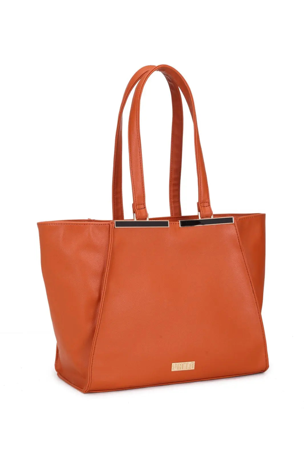 Structured Orange Tote Bag - Free Shipping Shela