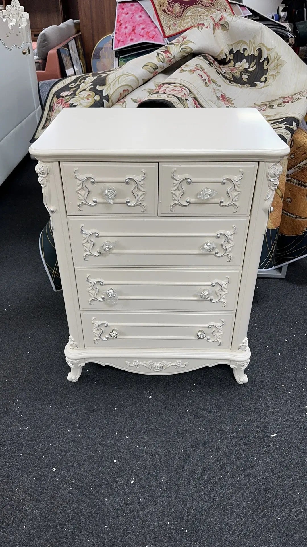 910 Luxury Vintage Style five drawers tallboy - Super Outlets