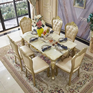 Marble Top 1.5 Meter Gold Dining Table set  CZ906G Heyday furniture