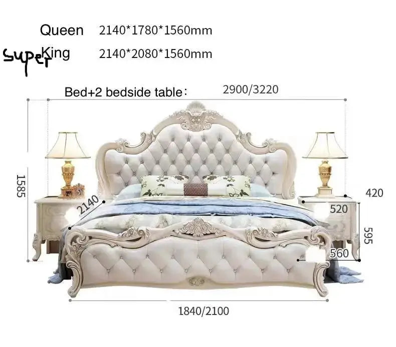 X15 Luxury Vintage White frame/White Leather Royal Bed - Super Outlets