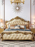 X01 Luxury Vintage Champagne Yellow/ Gold Frame Royal Bed - Super Outlets