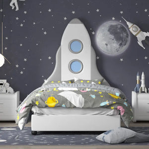 B37 Grey/White Rocket Heardboard Kids bedroom set - Super Outlets