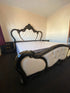3038 French Vintage White Nappa Leather With Black frame Bedroom Set