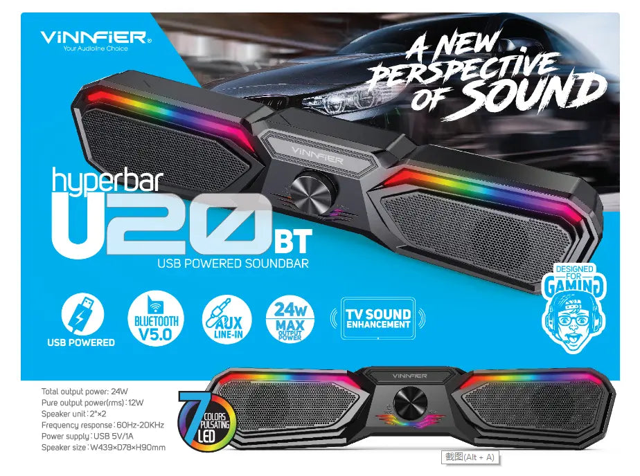 Vinnfier Hyperbar U20 Bluetooth USB Powered Soundbar Vinnfier