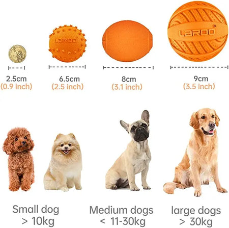 LaRoo Squaker Dog Ball Sound Toy Durable Fetch Interactice Chew Toys Vocal Walnut 9CM\3.5inch Laroo