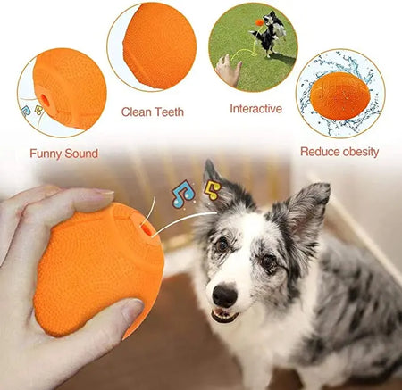 LaRoo Squaker Dog Ball Sound Toy Durable Fetch Interactice Chew Toys Vocal Walnut 9CM\3.5inch Laroo