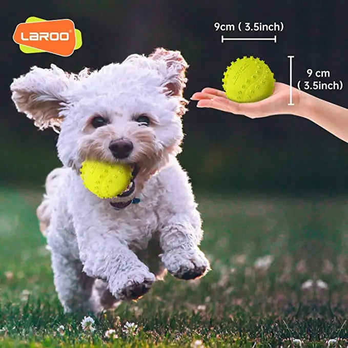 LaRoo Squaker Dog Ball Sound Toy Durable Fetch Interactice Chew Toys Vocal Walnut 9CM\3.5inch