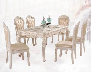 Marble Top Champion Yellow/White Frame 1.5 Meter Dining Table set  CZ906W Heyday furniture
