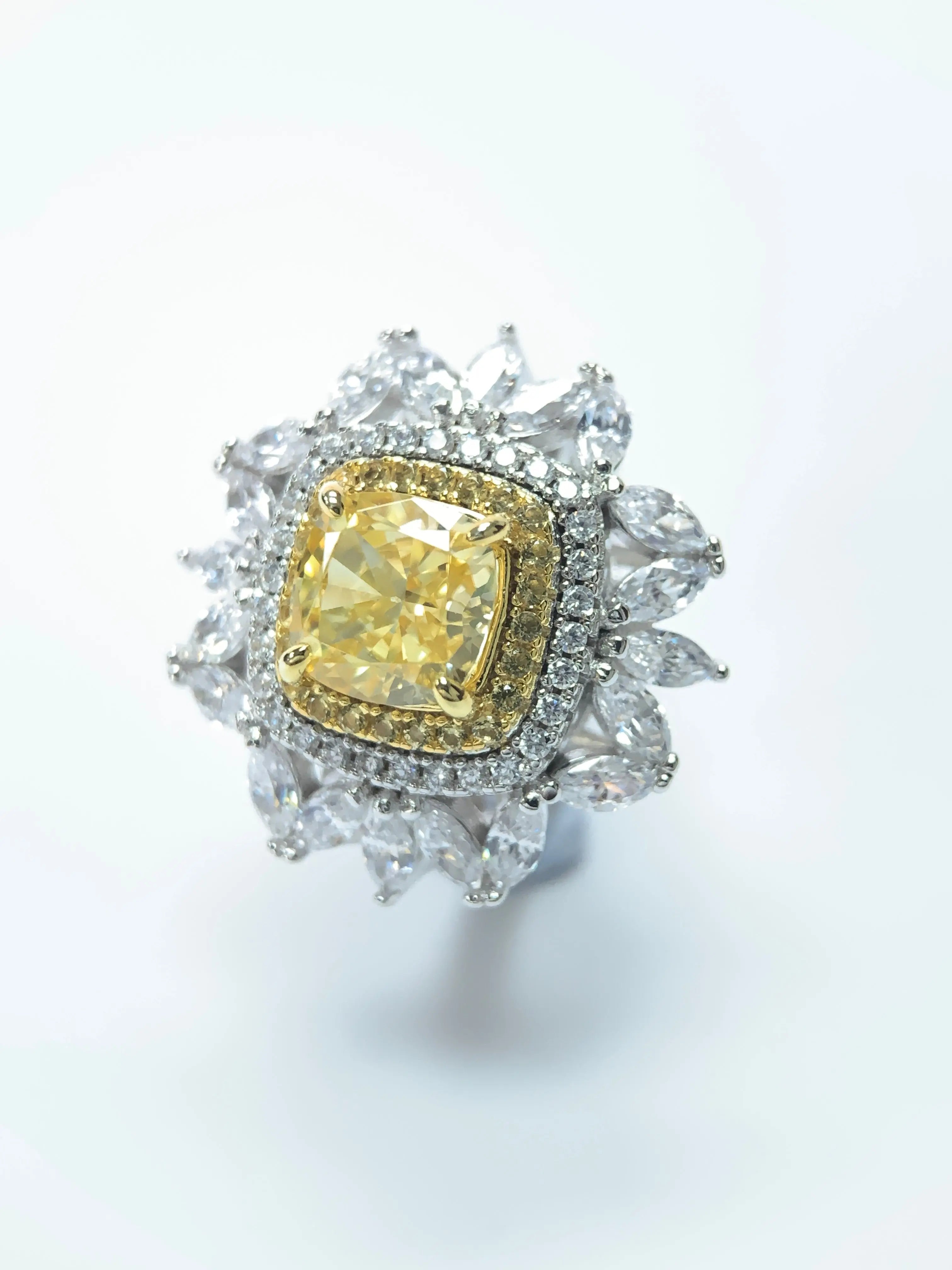 Sunflower Shine Lab-Created Yellow Dimond Ring Yorkerla Jewellery