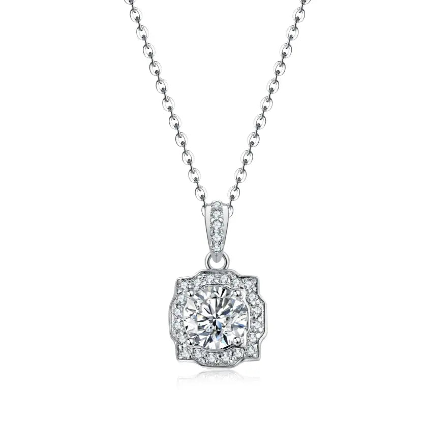 1 Carat Necklace with Moissanite Stone & 925 Silver Pendant Yorkerla Jewellery