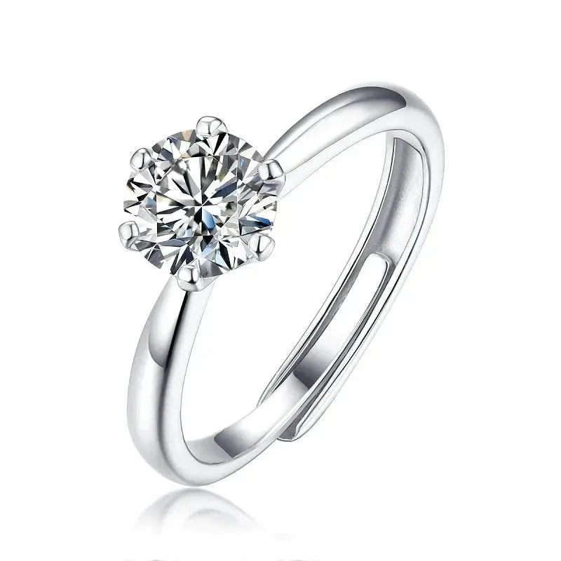 1-carat classic six-prong solitaire sterling silver Moissanite Stone Ring Yorkerla Jewellery