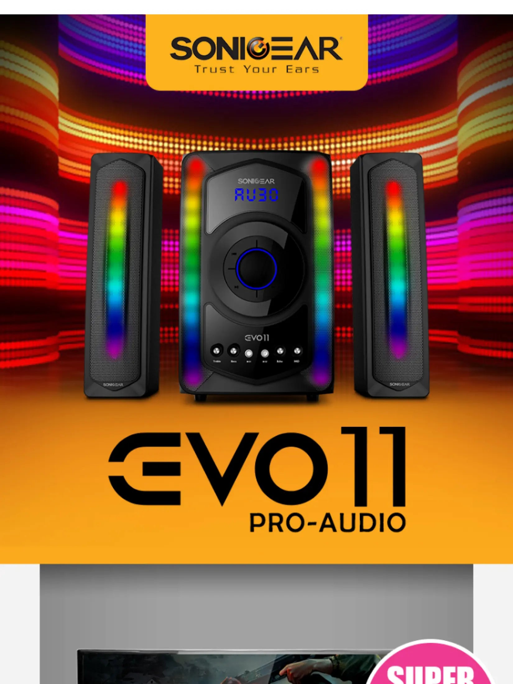 Sonicgear EVO 11 Speaker Bluetooth Speaker 80W + 7 LED Light