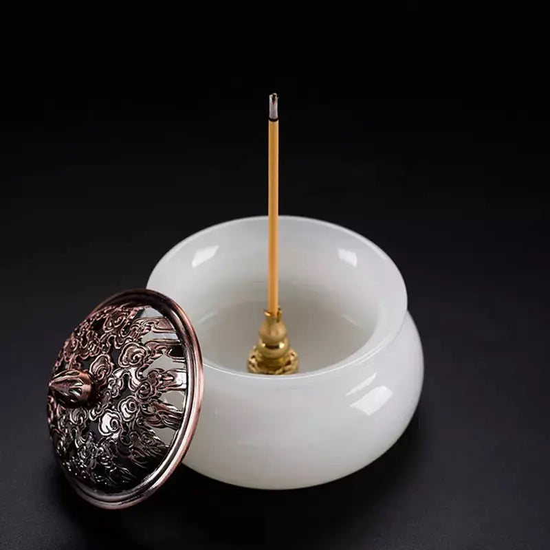 Chinese Jade Incense Burner 11cm