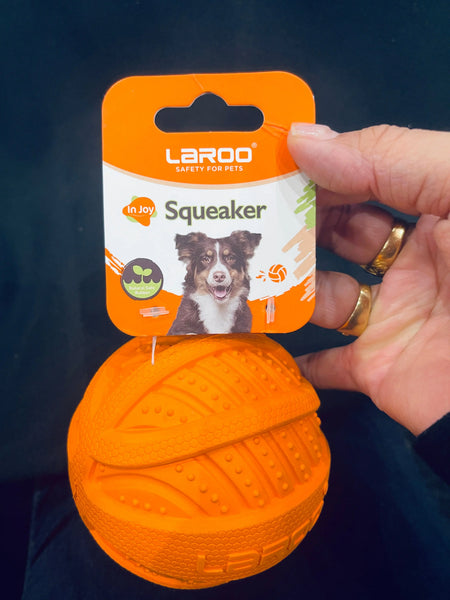LaRoo Squaker Dog Ball Sound Toy Durable Fetch Interactice Chew Toys Vocal Walnut 9CM\3.5inch Laroo