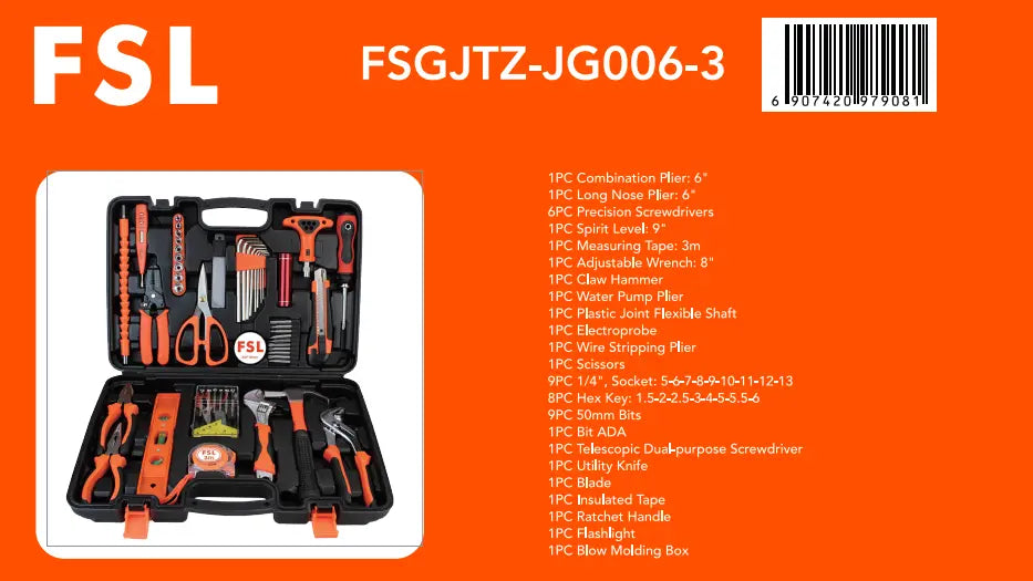 FSL 51 Pcs Household Multi-function Hand Tool Box Complete Set FSL