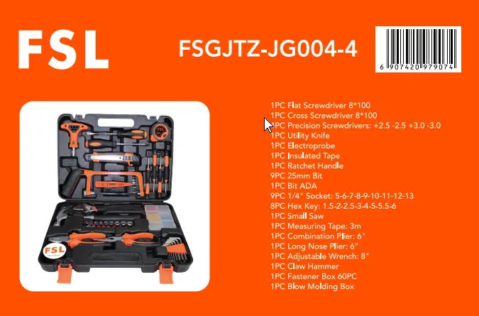 FSL 45 Pcs Household Multi-function Hand Tool Box Complete Set